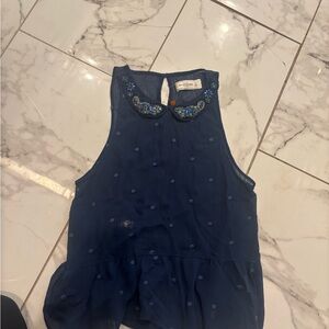 Abercrombie & Fitch Navy Blue Embroidered Blouse